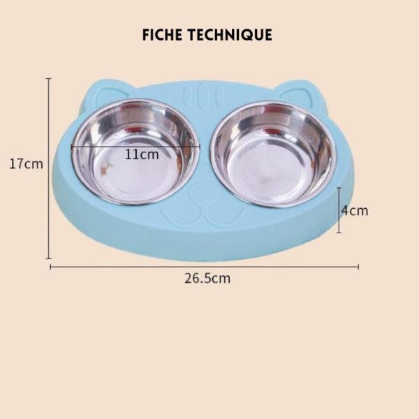 Gamelle double en inox pour chien et chat