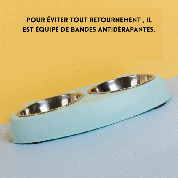 Gamelle double en inox pour chien et chat