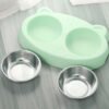 Gamelle double en inox pour chien et chat
