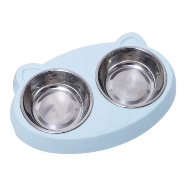 Gamelle double en inox pour chien et chat