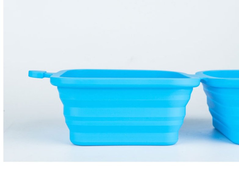 Gamelle De Voyage Pliable En Silicone Pour Chien/chat - Pochette 14 Cm, 2 Compartiments - Portable, Lavable, Pratique
