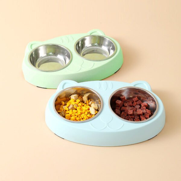 Gamelle double en inox pour chien et chat